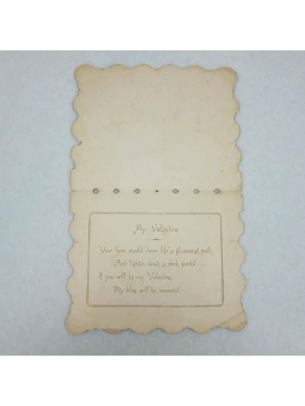 Vintage Valentine Card Pink Carnation Flowers & Blue Birds Gold Scroll Hearts
